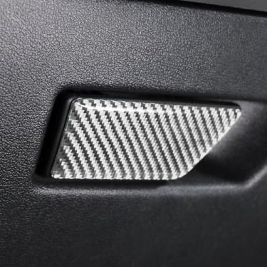 Imagem de BETTERHUMZ Guarnição do interruptor do porta-luvas do console central do carro compatível com Audi A3 8Y S3 RS3 Sportback 2021-2025 Fibra de carbono Co-Pilot Box Button Sticker Acessórios interiores