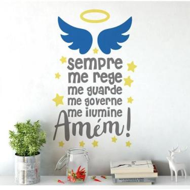 Imagem de Adesivo De Parede Decorativo Frase Baby Oração Com Asas AZUL - DEKAL D