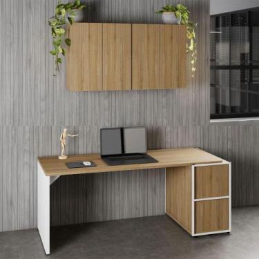 Imagem de Mesa Escrivaninha 1,70m Pé Painel c/ 2 Armários Aéreos F5 - F5 Office 