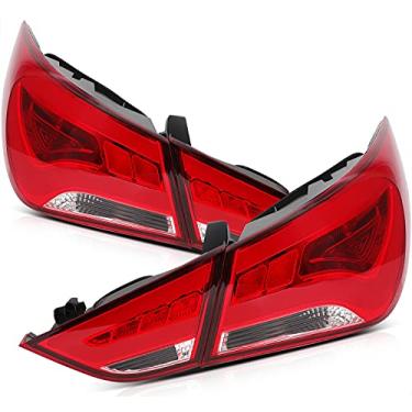 Imagem de LBRST Conjunto de lanterna traseira adequado para Hyundai Sonata 2011-2014 alojamento preto vermelho par de lentes laterais HY2805116 HY2803114