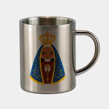 Imagem de Caneca de Inox Premium Prateada 400ml Nossa Senhora Aparecida - Criati