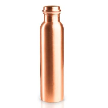 Imagem de CUPMER Garrafa de água de cobre puro – Feito à mão, benefícios de saúde ayurvédicos, design à prova de vazamento | Fácil de transportar para esportes, fitness, ioga, escola (garrafa de água de cobre