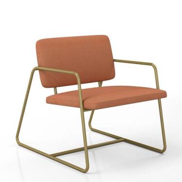 Imagem de Poltrona Decorativa Estofada Sintra Dourado/suede Terracota - M.a - A 