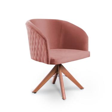 Imagem de Poltrona Amsterdã Base Palito Giratória Rosa