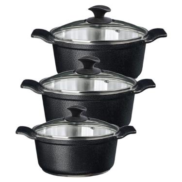 Imagem de Jogo Panela Preto Craqueado Alumínio Usinado Javali Aa 26A30