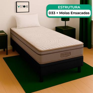 Imagem de Cama Box Baú Solteirão e Colchão Los Angeles Molas V-Store