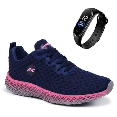 Imagem de Tênis Feminino Ascension Ghost 2 | Leve, Macio e Confortável – Ideal para Caminhada, Academia, Corrida Leve e Look Casual | Estilo Esportivo e Moderno (Marinho e Pink, BR, Adulto, Numérico, 39)