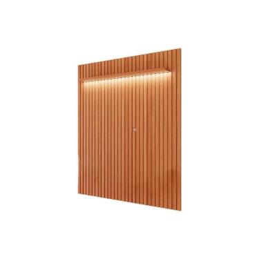 Imagem de Painel Home p/ TV até 65 Pol Maragogi Ripado 1.85 c/ Led e Prateleira 185cm Cinamomo - Permóbili