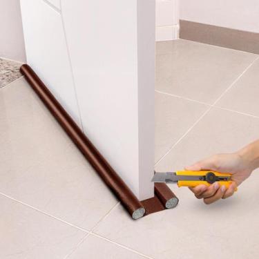 Imagem de Veda Porta Duplo 80cm Sem Costura Anti-insetos Poeira PRETO/MARROM - B