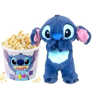 Imagem de Kit p/ Cesta de Presente Stitch com Pelúcia e Pote de Pipoca - Multiki