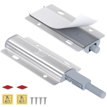Imagem de Travas magnéticas para armários Jiayi, pacote com 2 travas de apertar para abrir a porta, travas de toque resistentes, trava de liberação para porta de cozinha, trava de liberação para gaveta para fechamento de gaveta, prendedor de pressão, equipamento de armário