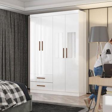 Imagem de Guarda Roupa Casal Lu 4 Portas 2 Gavetas com Espelho Carioca Móveis, B