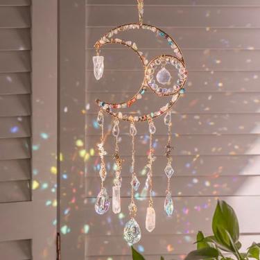 Imagem de Apanhador de sol feito à mão com pedras de cores naturais em forma de lua e várias formas de cristal, decoração de cristal exclusiva para casa ou como um presente deslumbrante refração de luz e