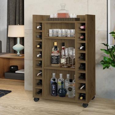 Imagem de Buffet Aparador Bélgica Adega Bar Com Rodízios Ferrara Madeirado