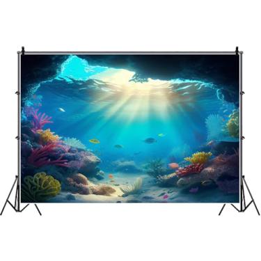 Imagem de 2,1 x 1,5 m fundo sob o mar, aquário, mundo subaquático, fotografia, fundo azul, oceano, coral, tropical, bandeira, decoração, tema submarino, chá de bebê, festa de aniversário, cabine fotográfica