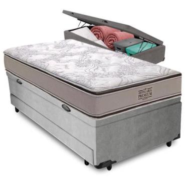 Imagem de Bicama Baú Cinza + Colchão Four Season Molas V-Tech Solteirão