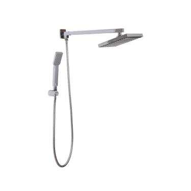 Imagem de Kit Chuveiro Quadrado de Parede Tucuruí com Desviador Mundaú e Ducha Manual Jaci Pingoo.casa - Prata