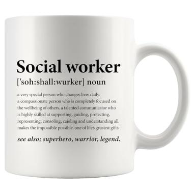 Imagem de Panvola Caneca de definição de assistente social, presentes de agradecimento para voluntários praticantes novidade caneca de cerâmica 325 ml, branca