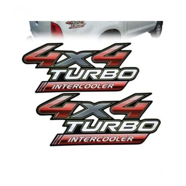 Imagem de Par De Emblema Lateral Hilux 4X4 Turbo Intercooler Vermelho