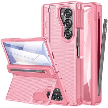 Imagem de NINKI Capa para Samsung Z Fold 6 com suporte para caneta S e suporte oculto, protetor de tela embutido, dobradiça, capa rígida à prova de choque para Samsung Galaxy Z Fold 6 com compartimento e