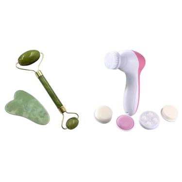 Imagem de Kit Massageador Facial 5 em 1 Elétrico com Rolo de Pedra e Acessórios