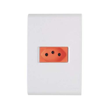 Imagem de KIT 10 UNI CJ PLACA 4X2 + 1 TOMADA 2P + T VERMELHA TERMOPL 20A 250V LINHA LIZ BRANCO TRAMONTINA