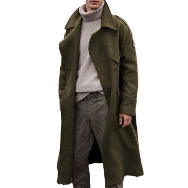 Imagem de Jaqueta De Inverno Retro Misturada Masculina Longa Corta-vento Casual Marrom Casaco De Lã Quente Estilo De Rua, black 2, L
