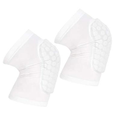 Imagem de Joelheiras de proteção PISIQI, manga de joelho evita colisões de compressão para vôlei, basquete, futebol e todos os esportes de contato (2 mangas), Branco, X-Large