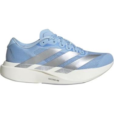 Imagem de adidas Tênis de corrida feminino Adizero Evo Sl, Azul/prata metálico/branco, 35