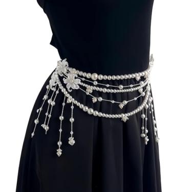 Imagem de JUMISEE Corrente de cintura de pérolas multicamadas boho para mulheres e meninas, joias corporais, biquíni de praia, acessórios de cintura, one size, Plástico