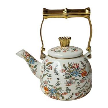 Imagem de SiaBiced Chaleira esmaltada, pega confortável, multiuso, utensílios para bebidas, chaleira de água, cafeteira para cozinha, casa, restaurante, escritório, 1.5l