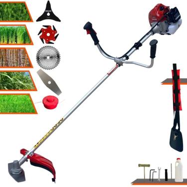 Imagem de Máquina de Cortar Grama À Gasolina Kawashima BCJ620-L 2T 62cc 3HP 10.000rpm Roçadeira Profissional Completa Multifuncional Com 5 Opções de Cortes