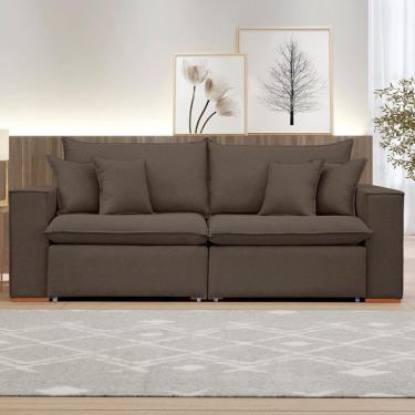 Imagem de Sofá 3 Lugares Barcelona Retrátil Veludo/Marrom - Celflex