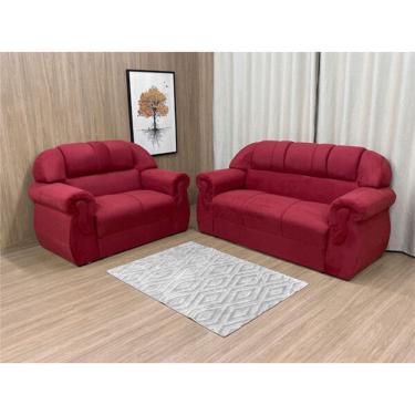 Imagem de Jogo de Sofá de 2 e 3 Lugares Luxo Resistente Vermelho