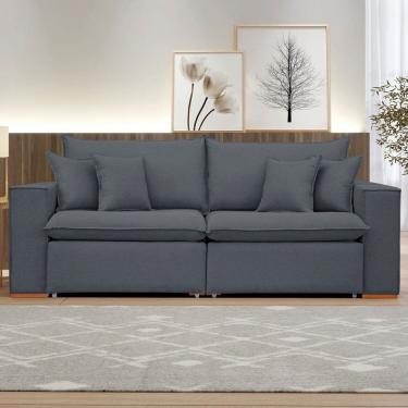 Imagem de Sofá 3 Lugares Barcelona Retrátil Veludo/Cinza - Celflex
