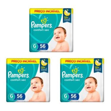Imagem de KIT 3 Fraldas Pampers Confort Sec Tamanho G Com 56 Unidades