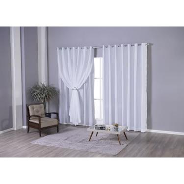 Imagem de Cortina Blackout com Voil Flame em Poliéster 3,00m X 2,60m – Bloqueio Total de Luz e Toque Sofisticado, Dupla-Face e Instalação Fácil em Varão Simples (Cinza)