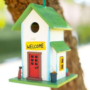 Imagem de casinha de passarinho decorativa comedouro tratador pássaros livres ja