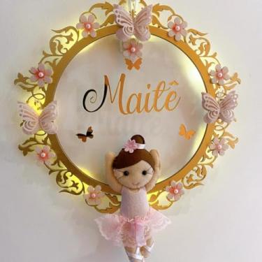 Imagem de Porta Maternidade Bailarina 3 Led Acrílico e Espelho