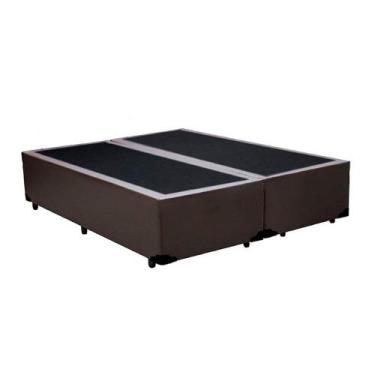 Imagem de Cama Box Queen Bipartido Loja Xerife Sintético Marrom 40x158x198 - KSM