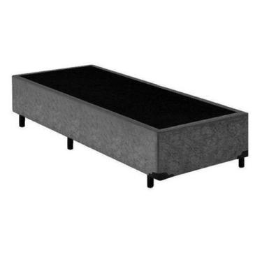 Imagem de Cama Box Solteiro Suede Loja Xerife Cinza 40x78x188 - KSM Colchões