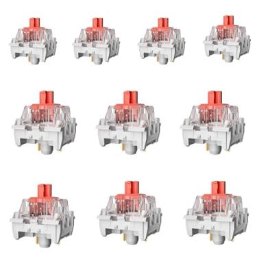 Imagem de Fejwlvs Interruptores de teclado vermelhos pré-lubrificados 3 pinos 50gf RGB interruptor linear para teclado mecânico de jogos (vermelho, 72 peças)