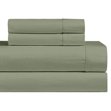 Imagem de Royal Hotel Bedding Jogo de lençol de cama de luxo pesado 1000 fios, 4 peças, material 100% algodão, fresco, durável, macio e respirável, lençol com bolso profundo na Califórnia-King, verde-sálvia