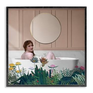 Imagem de Stupell Industries Vintage Lady in Bath Design de arte giclée emoldurado preto por Seven Trees Design, 61 x 61 cm