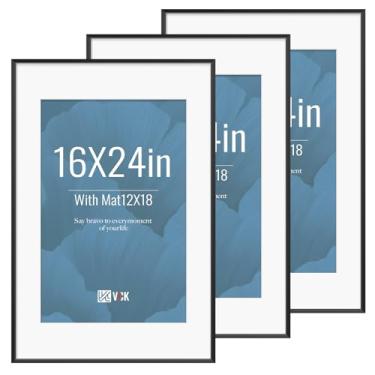 Imagem de VCK Moldura de pôster preta de 40,6 x 61 cm, pacote com 3, moldura de alumínio – exibe pôsteres de 30 x 45 cm com tapete ou 40,6 x 61 cm sem, montagem na parede, decoração de casa para sala de estar