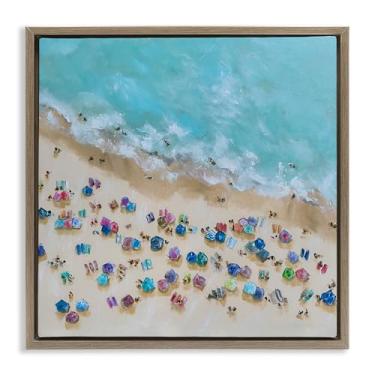 Imagem de Stupell Industries Arte de parede em tela flutuante marrom emoldurado guarda-chuvas olho de pássaro por Emma Bell, 45,7 x 45,7 cm