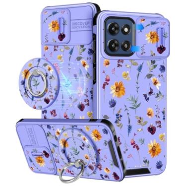 Imagem de Buleens Capa para Moto G Stylus 2025 - Design fofo com suporte de anel e capa de câmera feminina estética feminina flores florais Kawaii capa de telefone para Moto G Stylus 5G 2025 capa compatível com