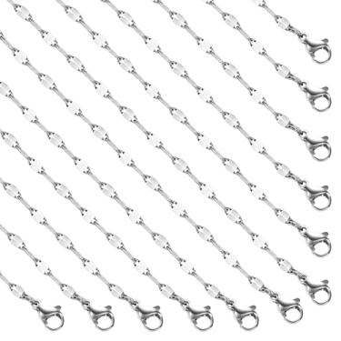 Imagem de SMYHTGLIF Colar de corrente de aço inoxidável para lábios, pacote com 12 unidades, prata, faça você mesmo, joias artesanais para mulheres e homens