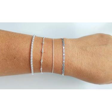 Imagem de Kit 4 Pulseiras Femininas Pipoca Bolinha Rabo de Rato E Piastrine De P