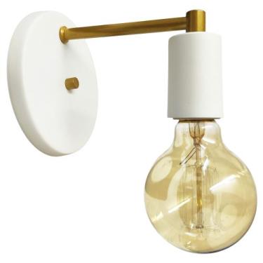 Imagem de Luminária Parede Arandela Moderna Sala Cama Branco Dourado - IluminAqu